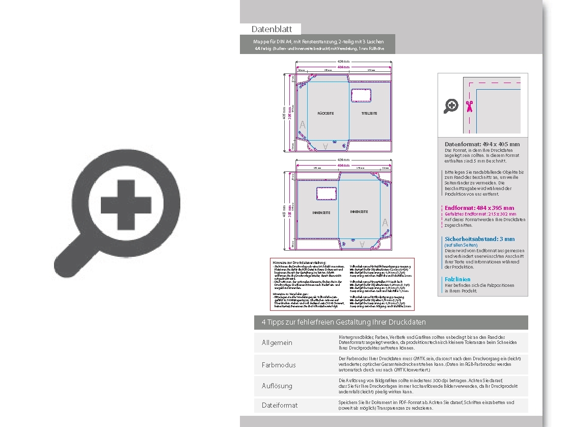 Product Bild mappe_f__r_din_a4__mit_fensterstanzung__2-teilig_mit_3_laschen__4_4_farbig_(au__en-_und_innenseite_bedruckt)__mit_glanzfolie_kaschiert