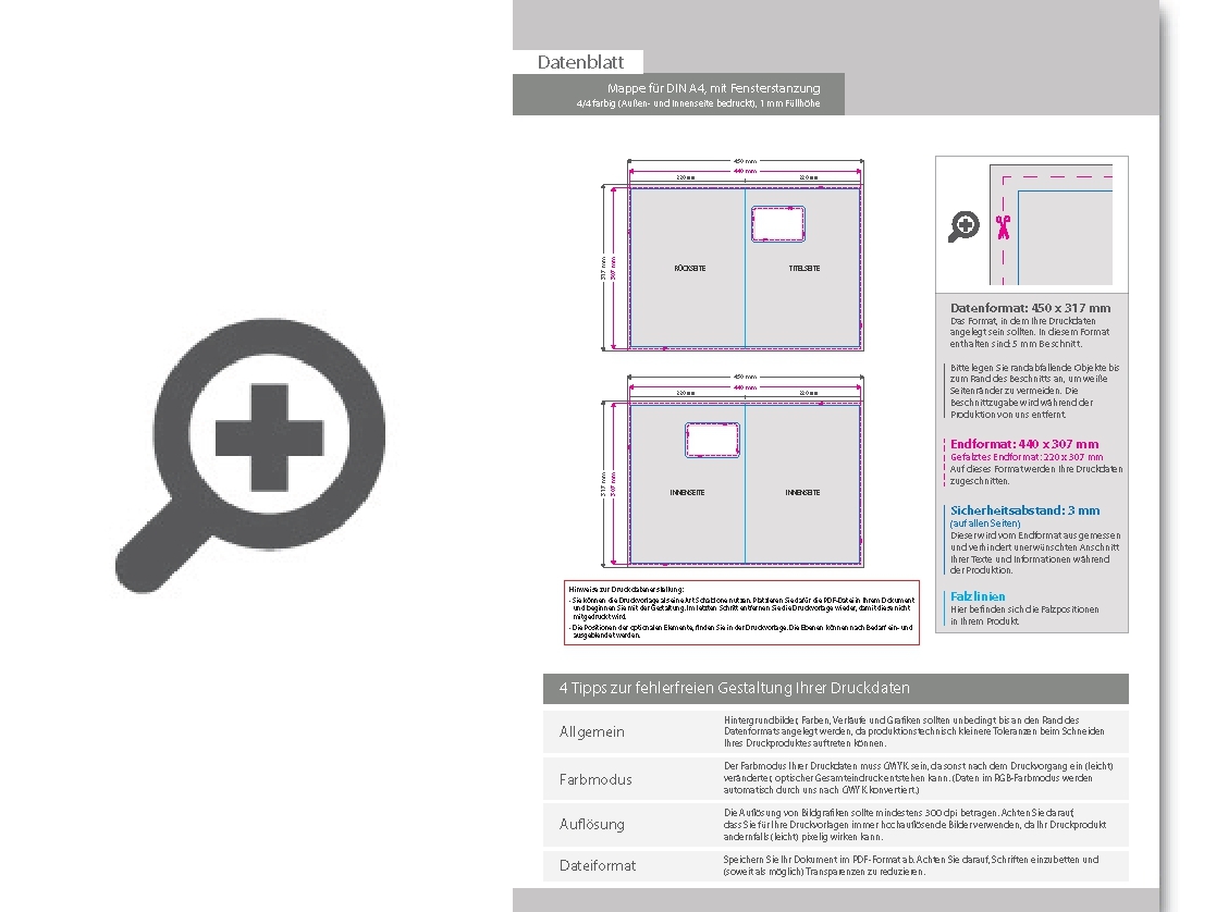 Product Bild mappe_f__r_din_a4__mit_fensterstanzung__4_4_farbig_(au__en-_und_innenseite_bedruckt)__mit_glanzfolie_kaschiert