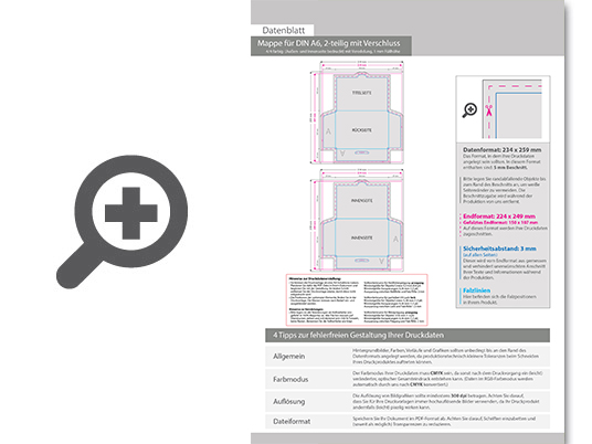 Product Bild mappe_f__r_din_a6__2-teilig_mit_verschluss__4_4_farbig_(au__en-_und_innenseite_bedruckt)__mit_hei__folienpr__gung_gold
